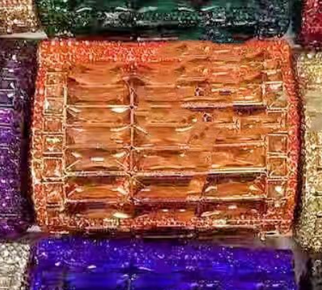 Túi clutch nữ đính đá rhinestone dạ hội cầm tay — Màu Sâm panh, Đế Vàng Kim Cương, Nền vàng kim cương trắng, Vàng kim AB chi tiết 28