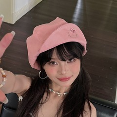 レトロな日本のドリルkt猫の八角の帽子のかわいい漫画のドーパミンの顔の小さいベレーの帽子の女性の甘い学生