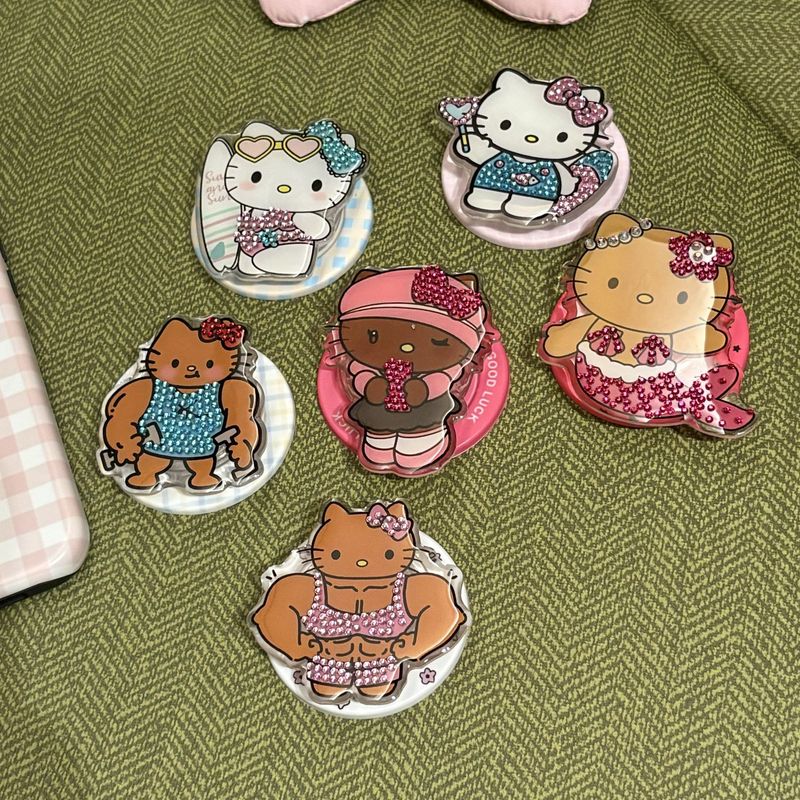 创意点钻美人鱼kitty猫支架适用magsafe磁吸手机壳桌面懒人神器|undefined