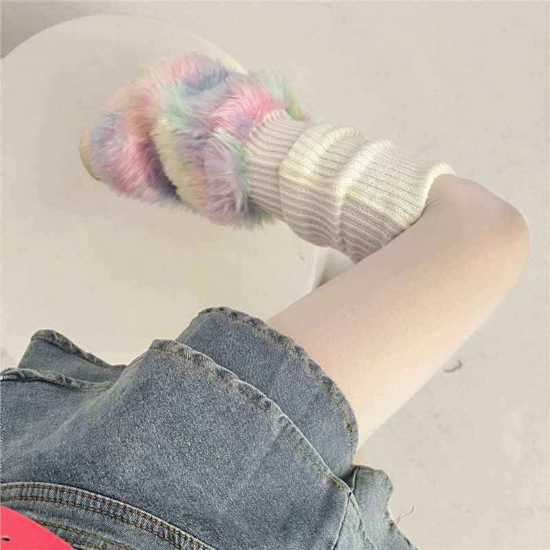 Dopamine Knitted Socks Women's Autumn and Winter Warm Color Plush Japanese Stacking Socks Subculture Fur Leg Cover Dopamine Knitted Socks Women's Autumn and Winter Warm Color Plush Japanese Stacking Socks Subculture Fur Leg Cover