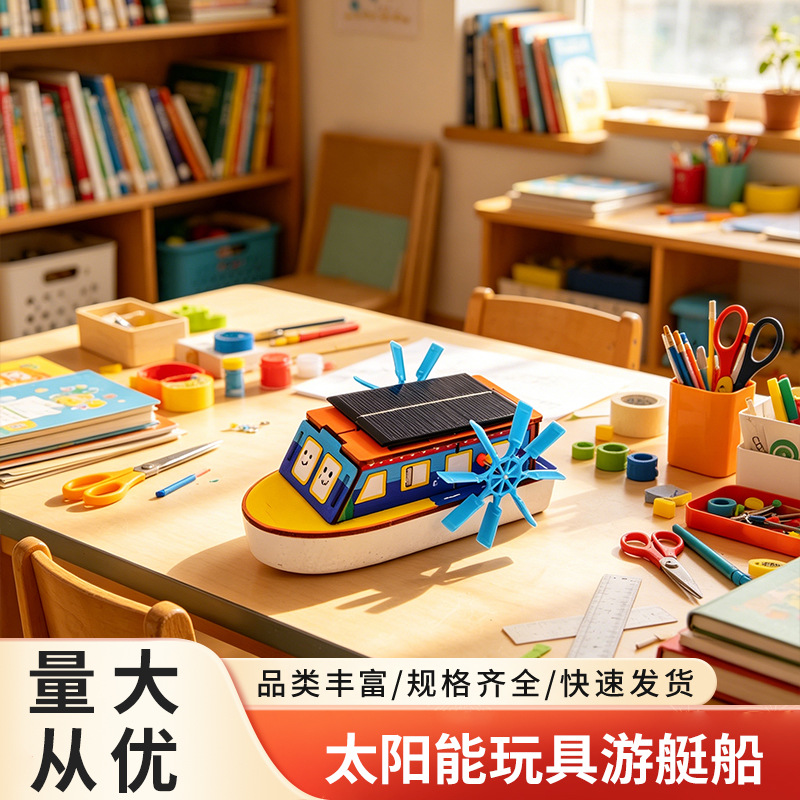 新款儿童科教前沿科学实验材料包DIY小科技制作太阳能玩具游艇船