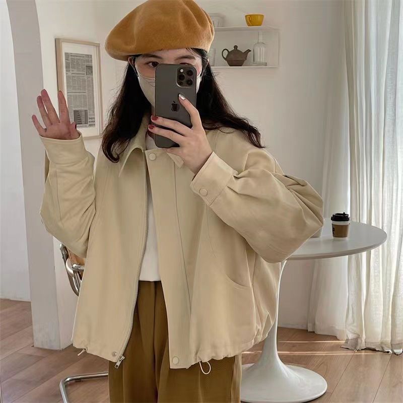 2025早春新款美式复古港风chic休闲小香风短款粉色工装外套女春秋|undefined