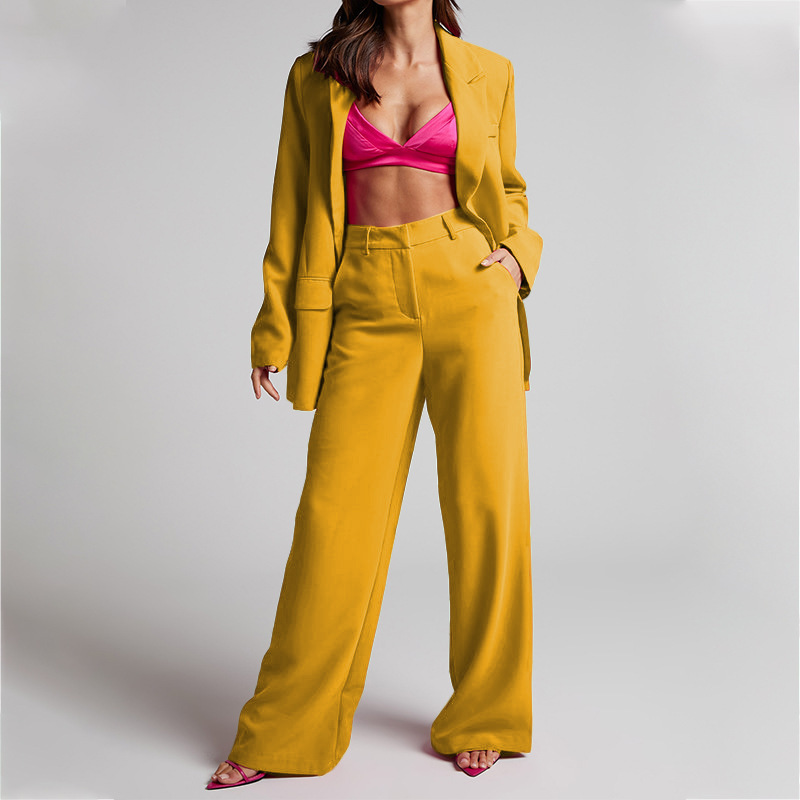 Women's Clothing 2024 Spring New Women's Fashion Temperament Lapel Long Sleeve High Waist Trousers Two piece Set_voghion.com