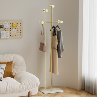 Cream-Style Indoor Double-Rod Clothes Rack Simple Household Bedroom Floor-Standing Coat Rack Internet Celebrity Modern Household Small Apartment