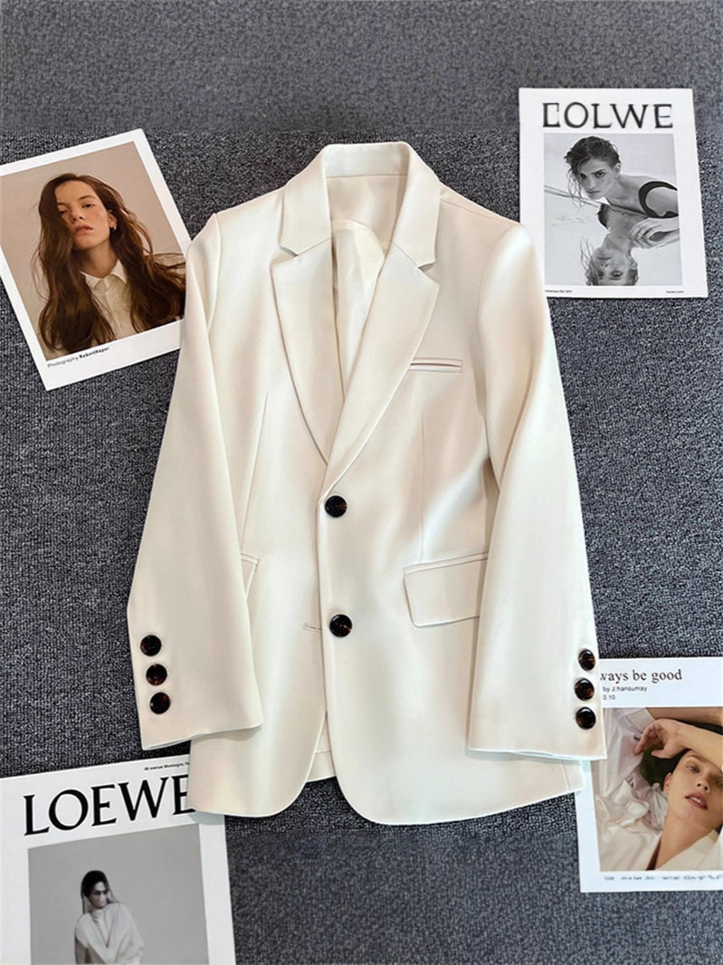 Autumn beige colored elegant classic suit jacket