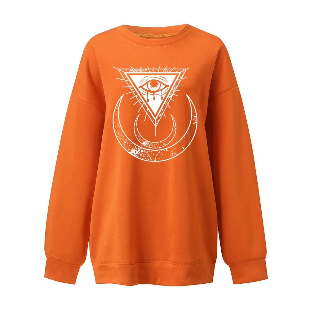 Maglione spazzolato con spalle scoperte, elemento strega horror, luna, terzo occhio, girocollo, manica lunga_voghion.com
