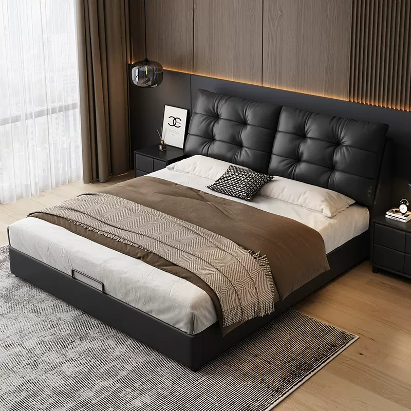 现代简约1.5米皮床北欧轻奢小户型软包床1.8主卧双人大床意式极简