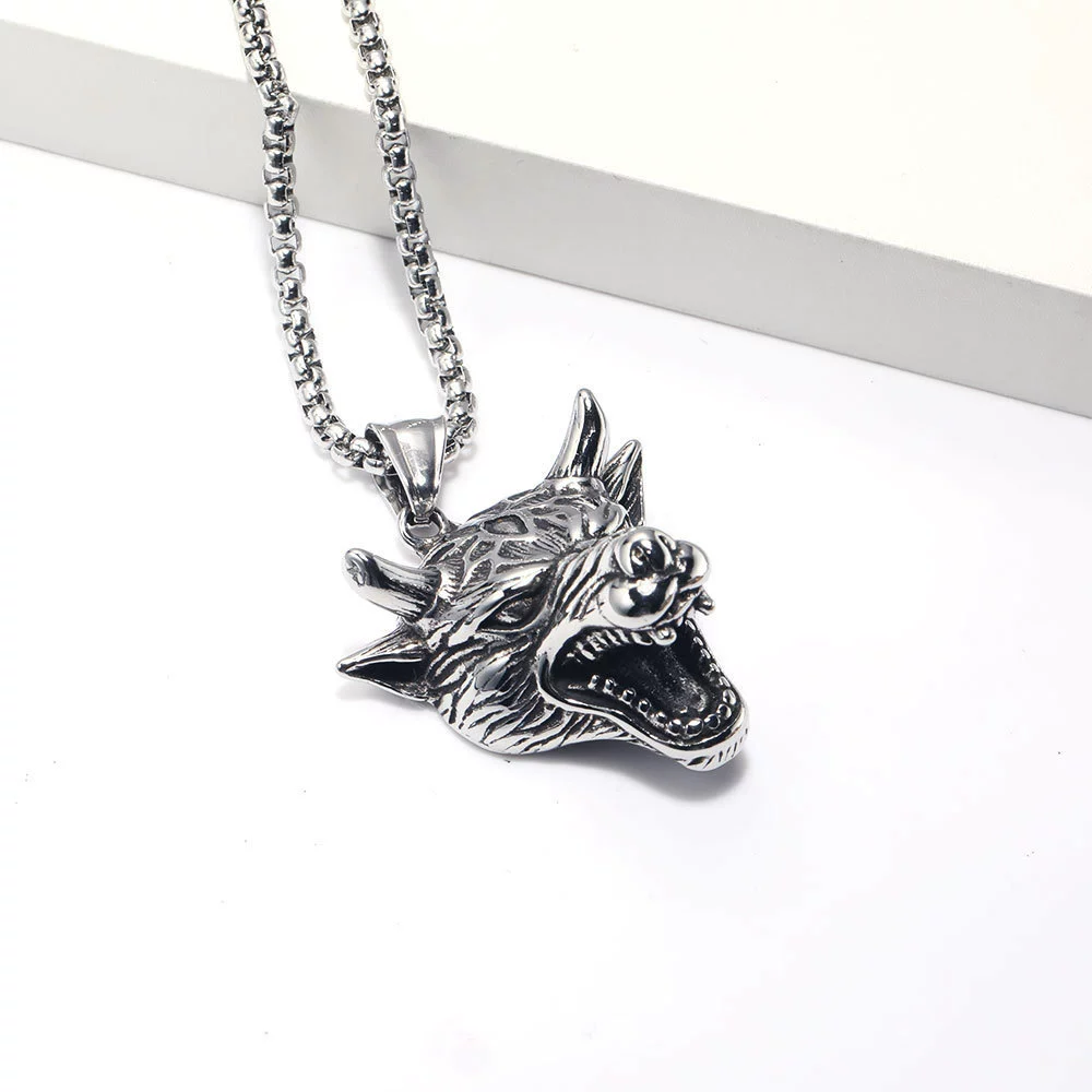 Fashionable retro pendant stainless steel, necklace hip-hop style, accessory, European style, punk style
