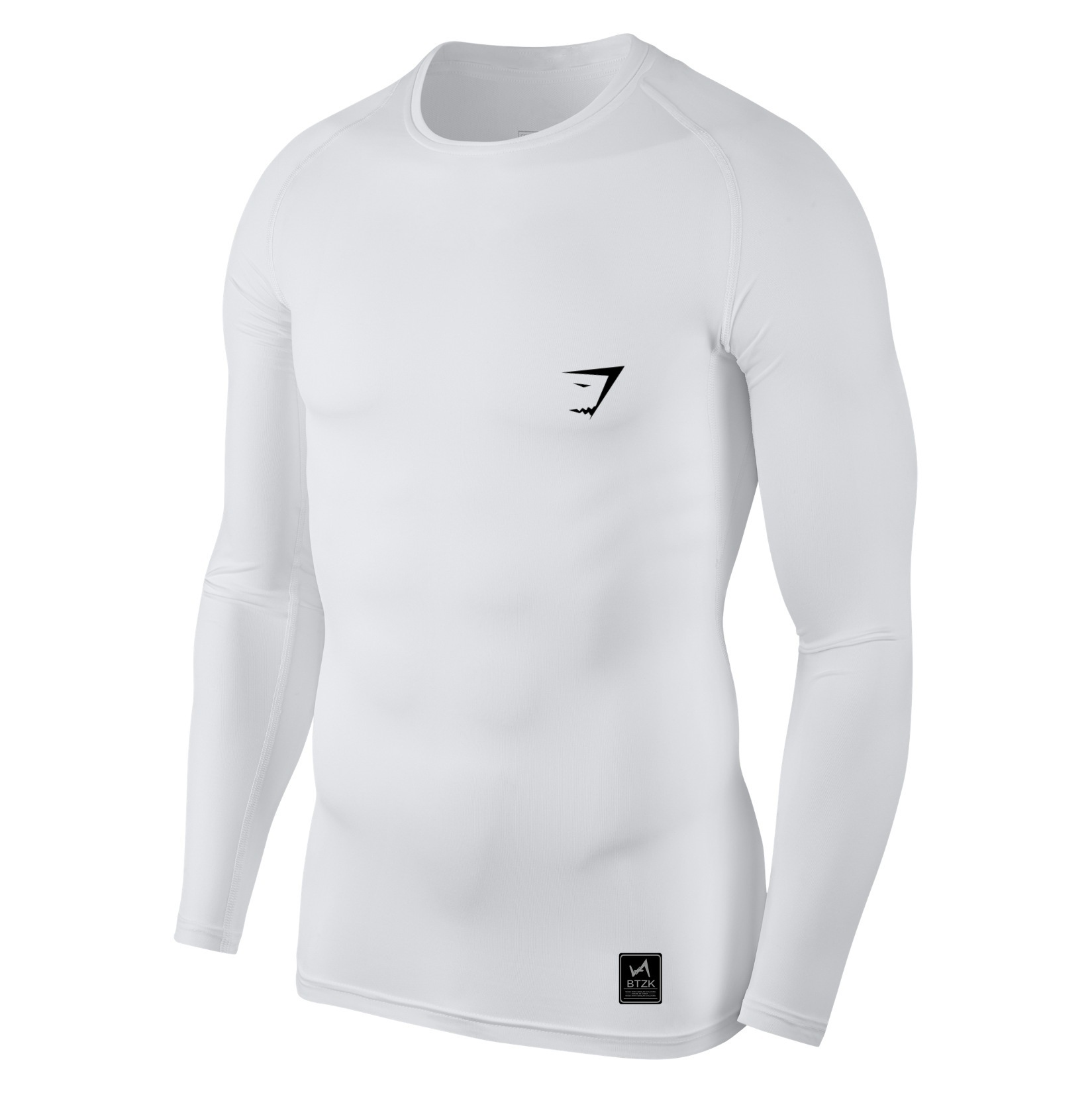 Cruzar la frontera de los hombres Fitness medias deportivas de manga larga de secado rápido músculo matando camiseta deportes estiramiento cuello redondo slim fit transpirable