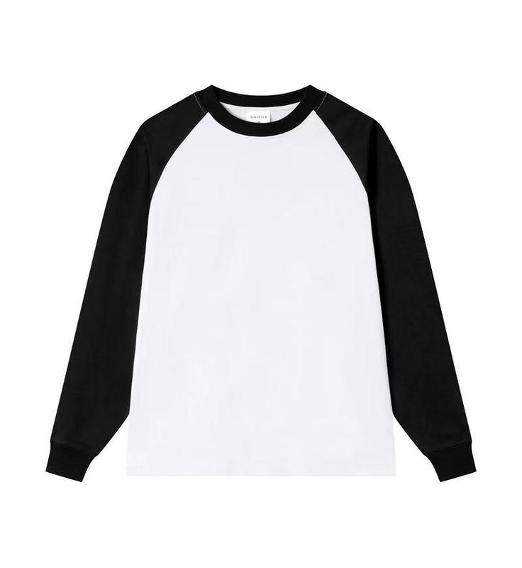 250g双糸純綿ラグランカラーブロックラウンドネック長袖Tシャツ、ロゴカスタマイズ、グループユニフォーム、プリントカスタマイズ、文化シャツ|undefined