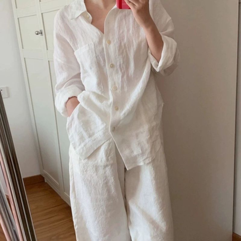 白色棉麻防晒衬衫外套女夏季薄款亚麻防紫外线长袖衬衣感上衣批发|undefined