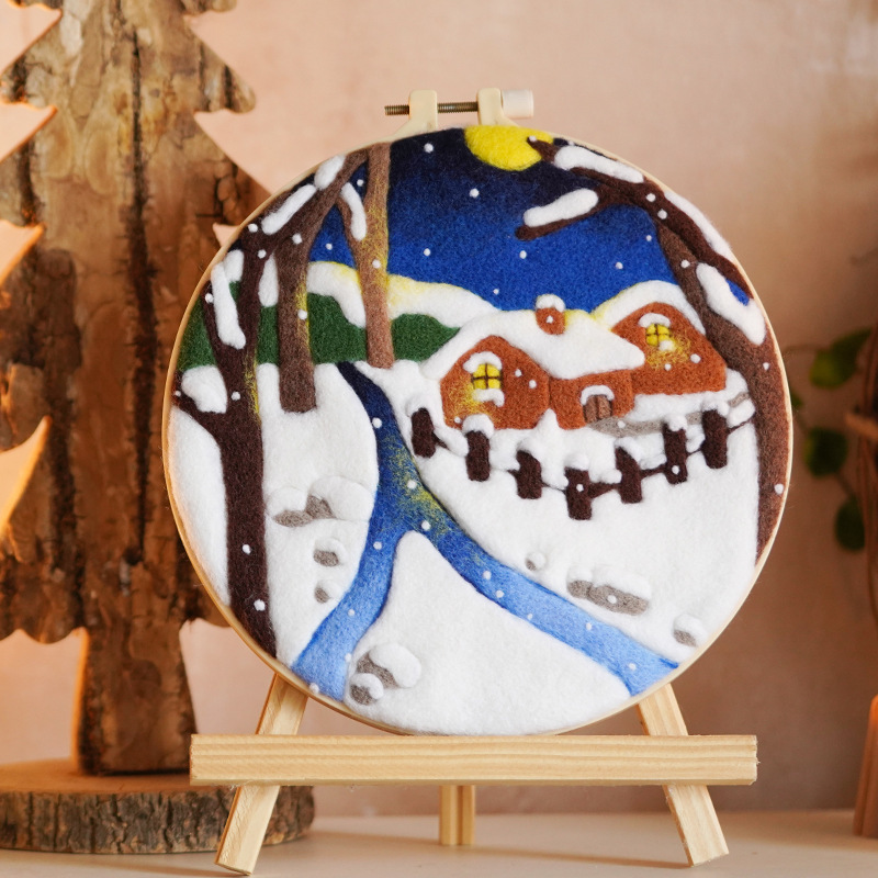 Wool felt poking diy handmade material bag poking embroidery Christmas Santa Claus frame painting hand as a gift Wool felt poking diy handmade material bag poking embroidery Christmas Santa Claus frame painting hand as a gift