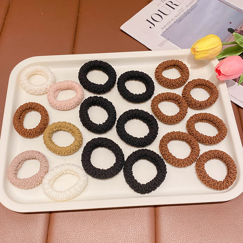 Corea del Sur nueva cuerda de pelo niñas Otoño e Invierno serie marrón toalla anillo niña alta elasticidad no duele tocado de pelo accesorios para el cabello