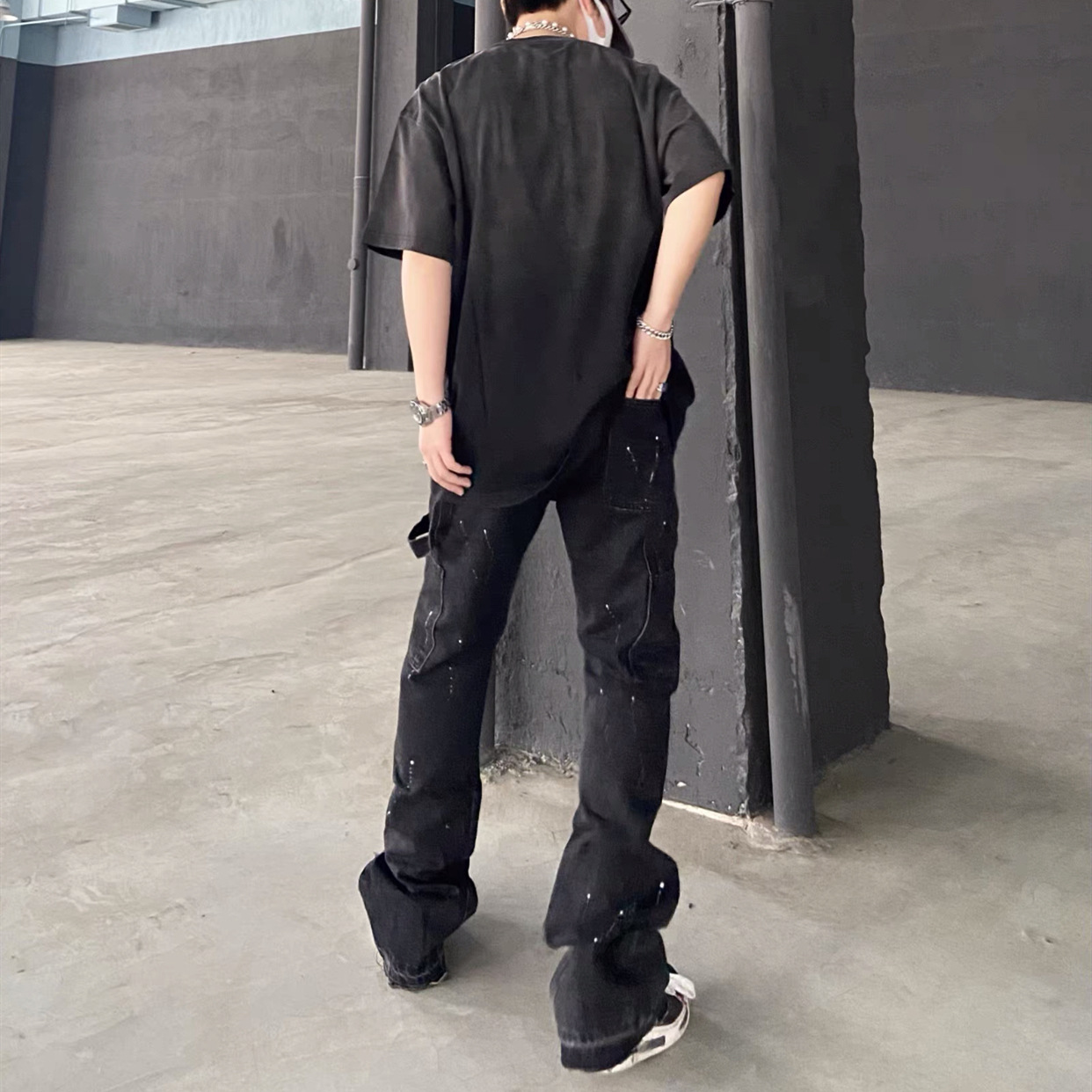 2023 nuevo graffiti salpicaduras de tinta daño Dept casual retro nicho Vibo calle hombres y mujeres cuerno pantalones mezclilla