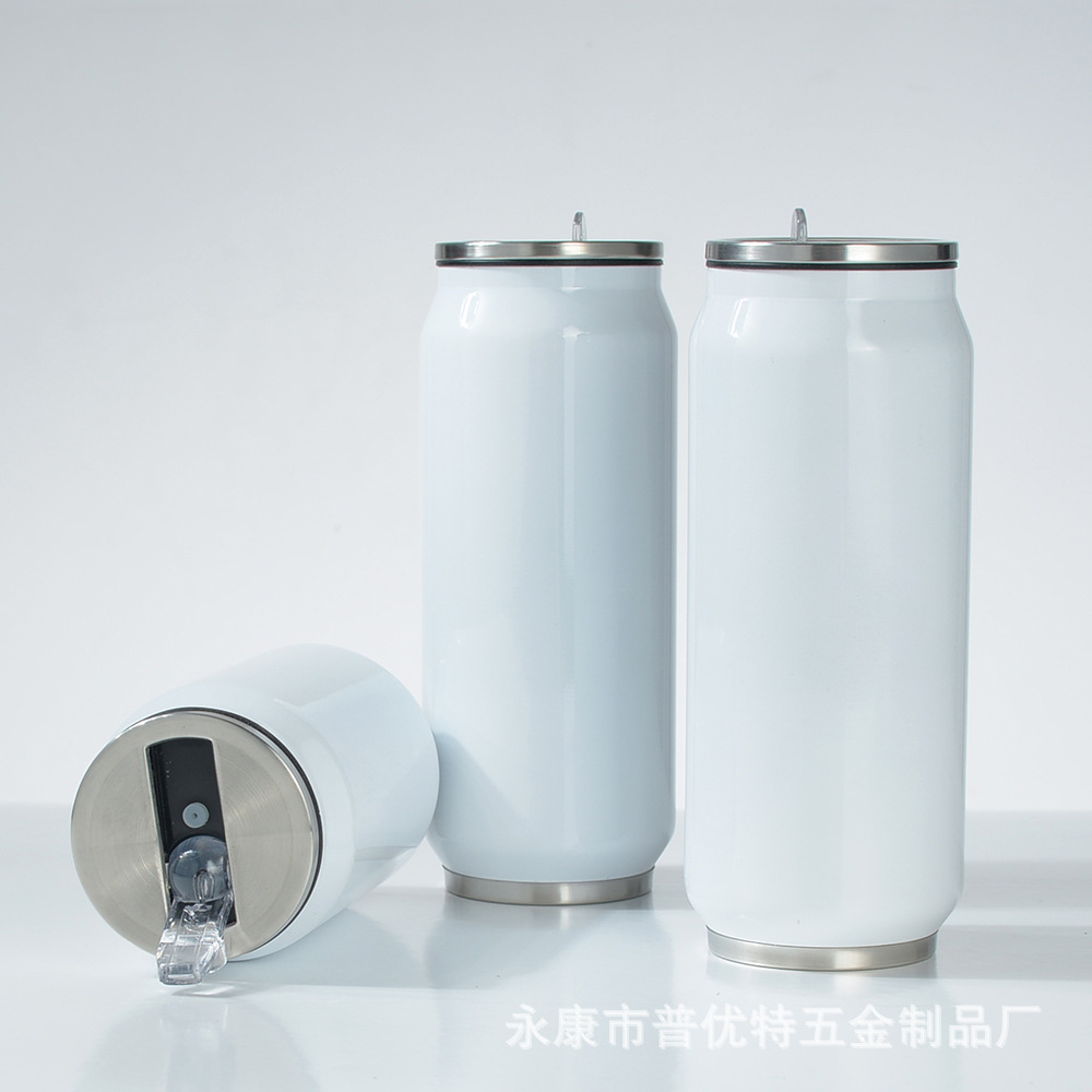 跨境热升华易拉罐304双层真空不锈钢保温杯保冷可乐罐吸管水杯子