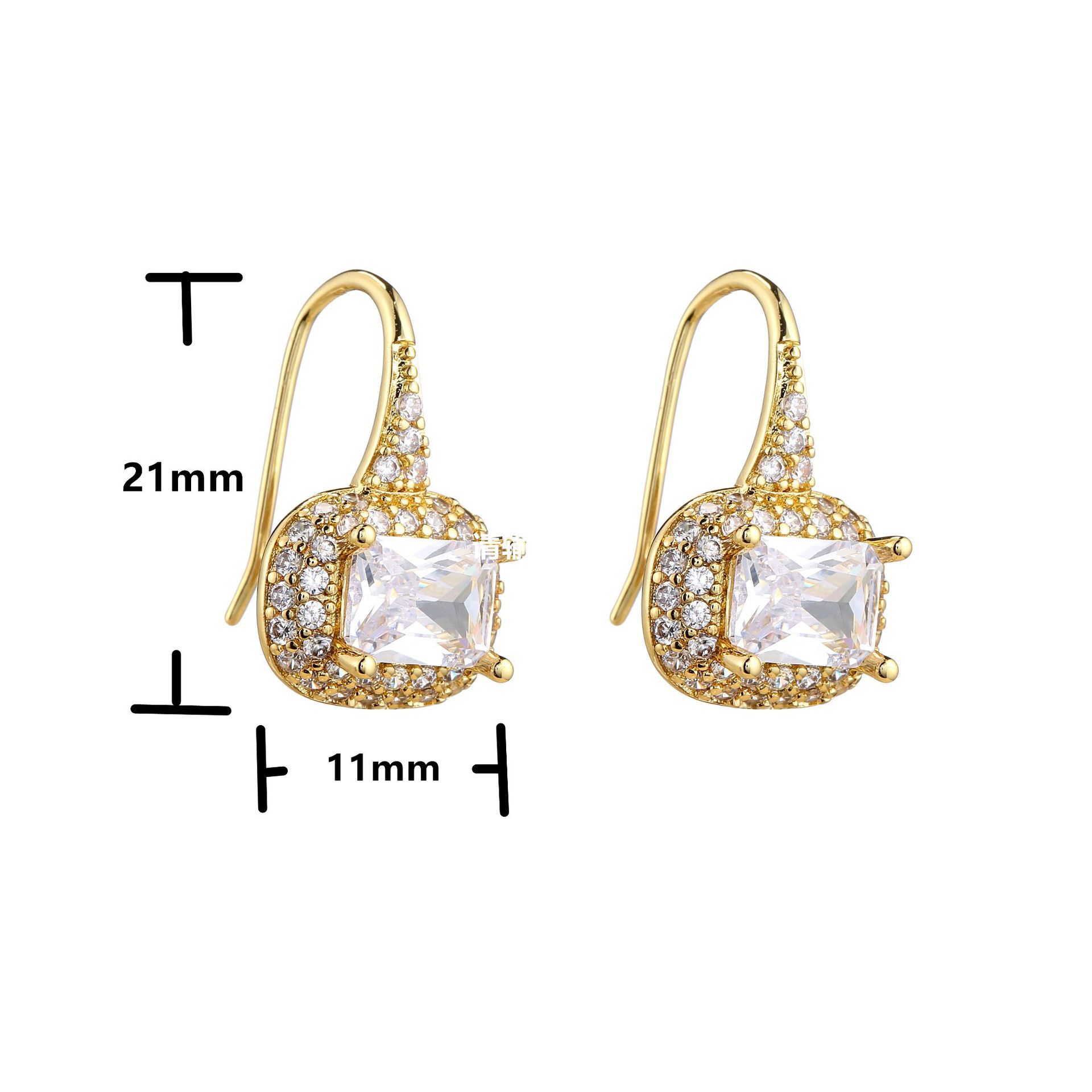 Micro-set zircon geometric diamond earrings gorgeous copper earrings wholesale