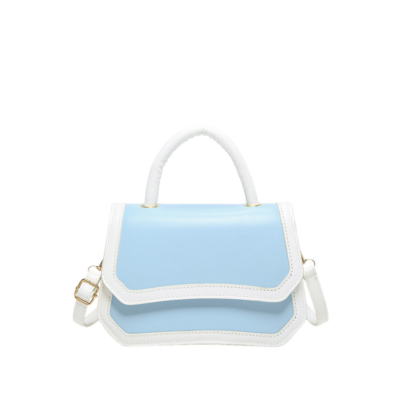 2024 otoño nueva línea de moda para mujer bolso cuadrado pequeño portátil color de contraste costura estilo occidental estilo occidental bolso de mensajero de un solo hombro