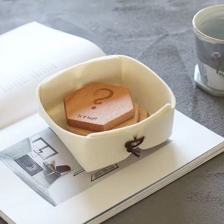 毛毡桌面收纳盒玄关钥匙杂物收纳篮床头整理收纳筐家居家用便携