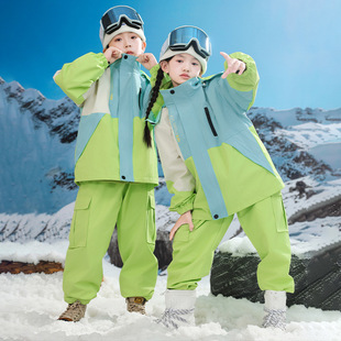 Winter New Children's Ski Suit suit Outdoor Mountaineering Suit for Boys and Girls Thickened Warm DuPont Three-proof Charge Suit