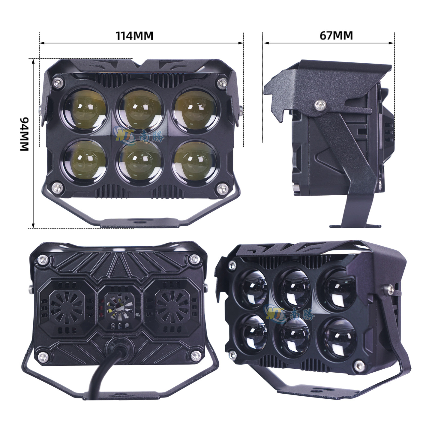 Seis lentes de alto rendimiento de la motocicleta del automóvil eléctrico exterior LED lámpara auxiliar amarillo y blanco de dos colores luz fuerte pavimentación image 6