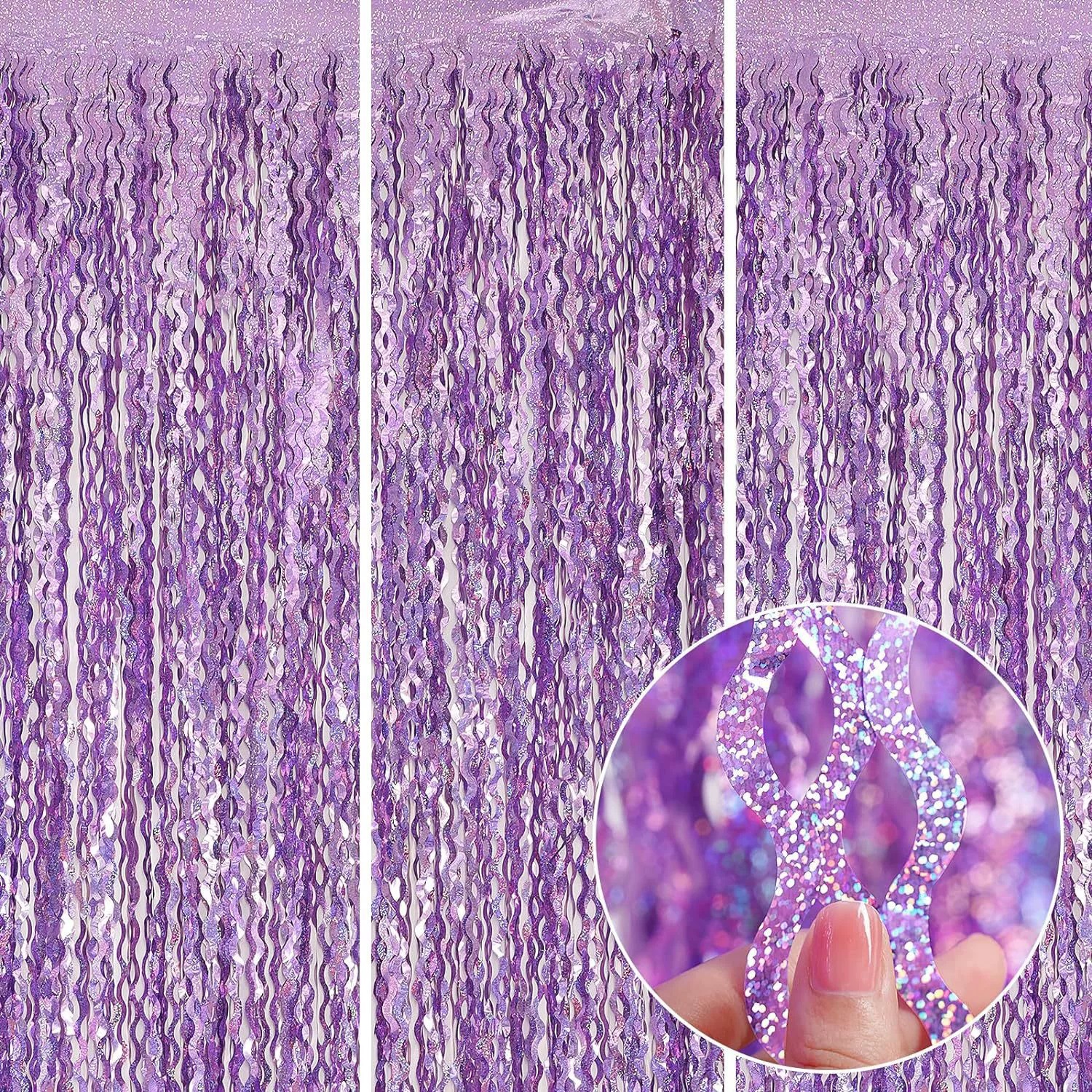 Cortina de lluvia láser transfronteriza, cortina de lluvia curva, decoración de fondo para la configuración de escenas fotográficas en fiestas de cumpleaños.