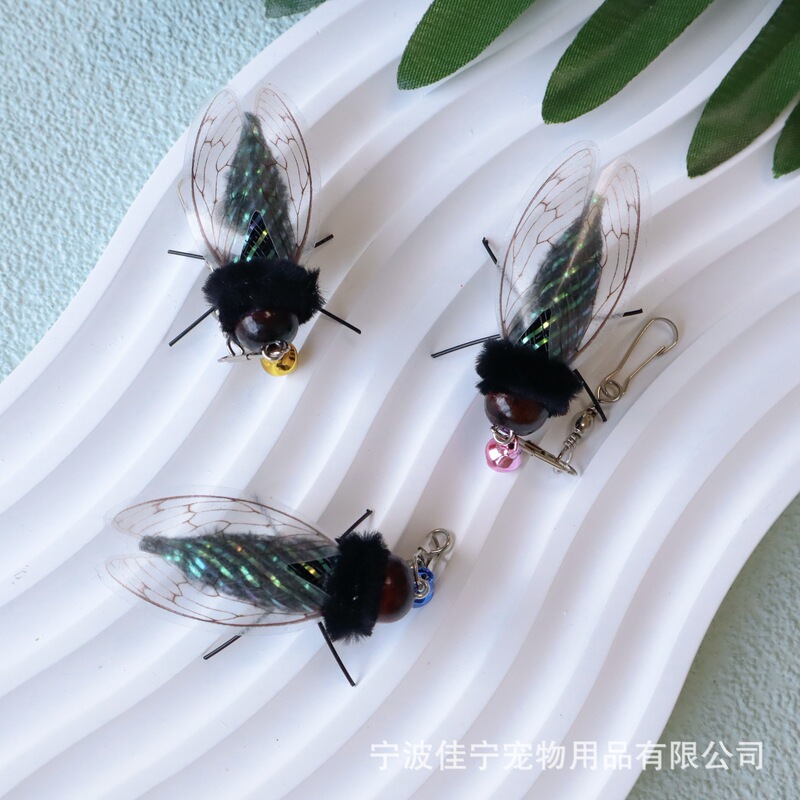 Explosions cross-border simulation insect cat stick replacement head cicar cat toy high color value small flying insect pet toy