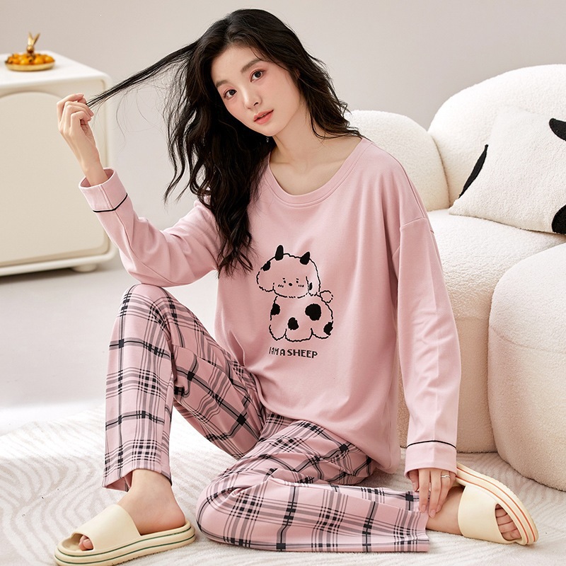 睡衣女春秋款纯棉2026年新款秋冬季甜美可爱休闲可外穿家居服套装