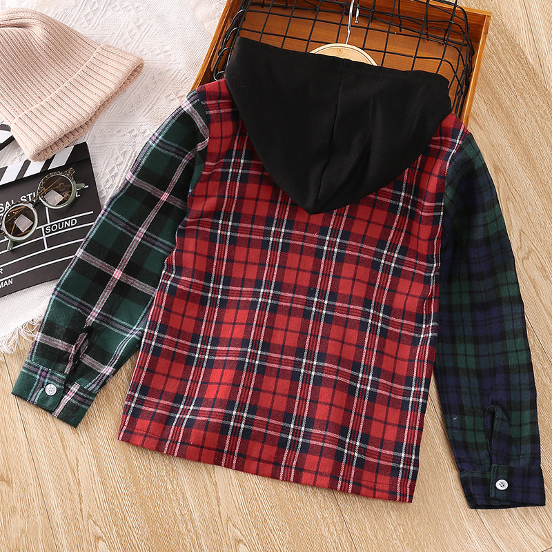 Kinder Jacke Mit Kapuze Und Karomuster Im Colorblock Design_voghion.com