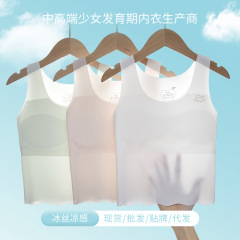 少女の下着の発育期の中学校の学生の女の子の抗菌の跡がない夏の薄いタイプの氷の糸の小さいベストの女の子のブラジャー