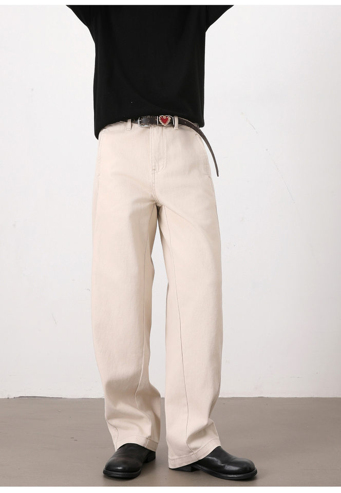Quần jeans nam ống đứng dáng rộng phong cách Mỹ retro cơ bản — Màu be, Màu kaki, Màu nâu cà phê, màu đen chi tiết 22