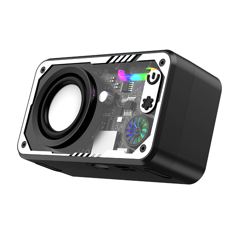 V8 Bluetooth スピーカーデュアルスピーカー透明メカ小型鋼砲カラフルなハイパワーサブウーファークリエイティブデスクトップ小型スピーカー|undefined