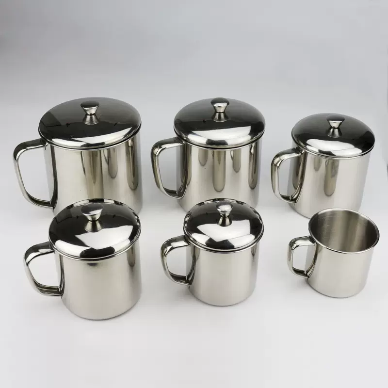 304口杯 不锈钢儿童口杯 食品级口杯带盖带手柄 7-12cm小杯子