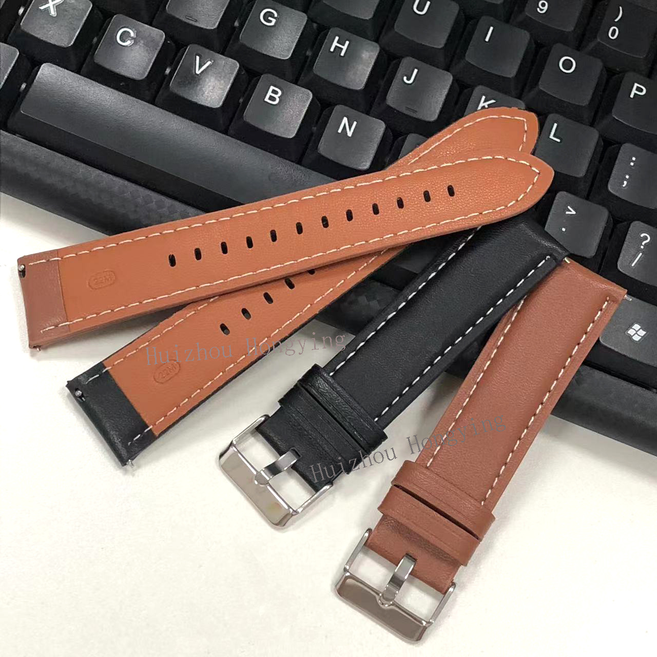 Cross-Border Factory Direct Sales Universal 22mm Leather Watch Strap Men's and Women's Watch Strap Wholesale Watch Accessories Wristband