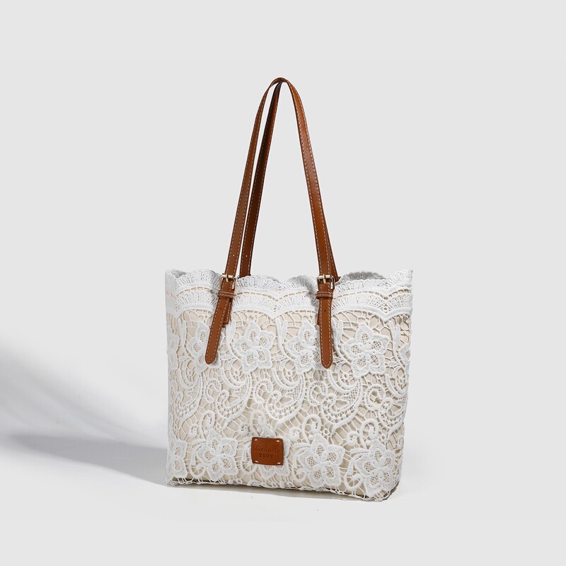 Korean Style Summer Lace Tote Bag Women's Vegetable Basket 2024 New Large Capacity Bucket Bag Portable Shoulder Bag