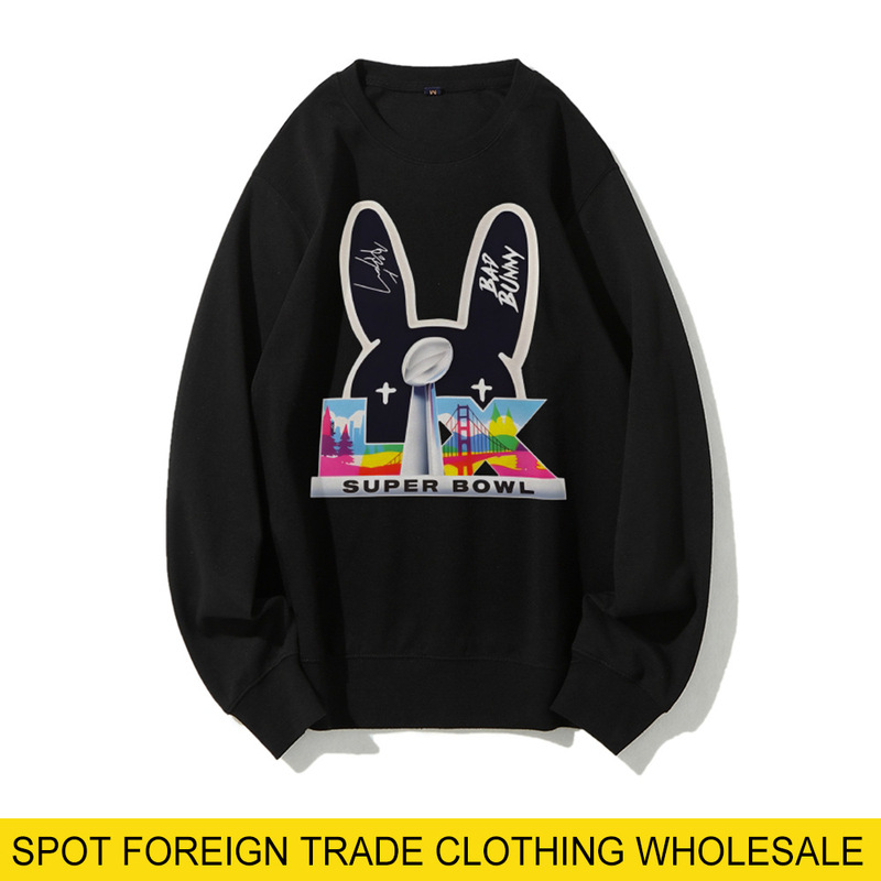 Bad Bunny Super Bowl Cross-Border Export New Hot Selling Autumn Loose Daily Casual Round Neck Long-Sleeved Sweatshirt