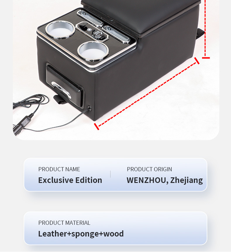 Car Rear Storage Box, Universal Truck Armrest Box, Storage Box, Cup Holder, Armrest Cushion, Interior Modification