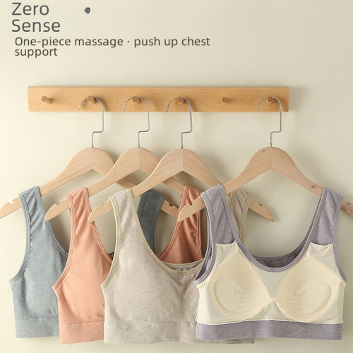 Cotton Fixed Cup Bandeau Underwear Sports Breathable Comfortable Plus Size Vest Women's Push-Up Bra for Breast Support