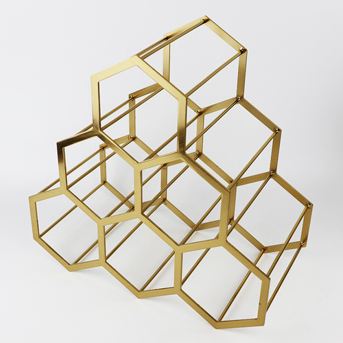 European style golden iron wine rack ins living room creative wine cabinet display rack honeycomb bar decorative ornaments