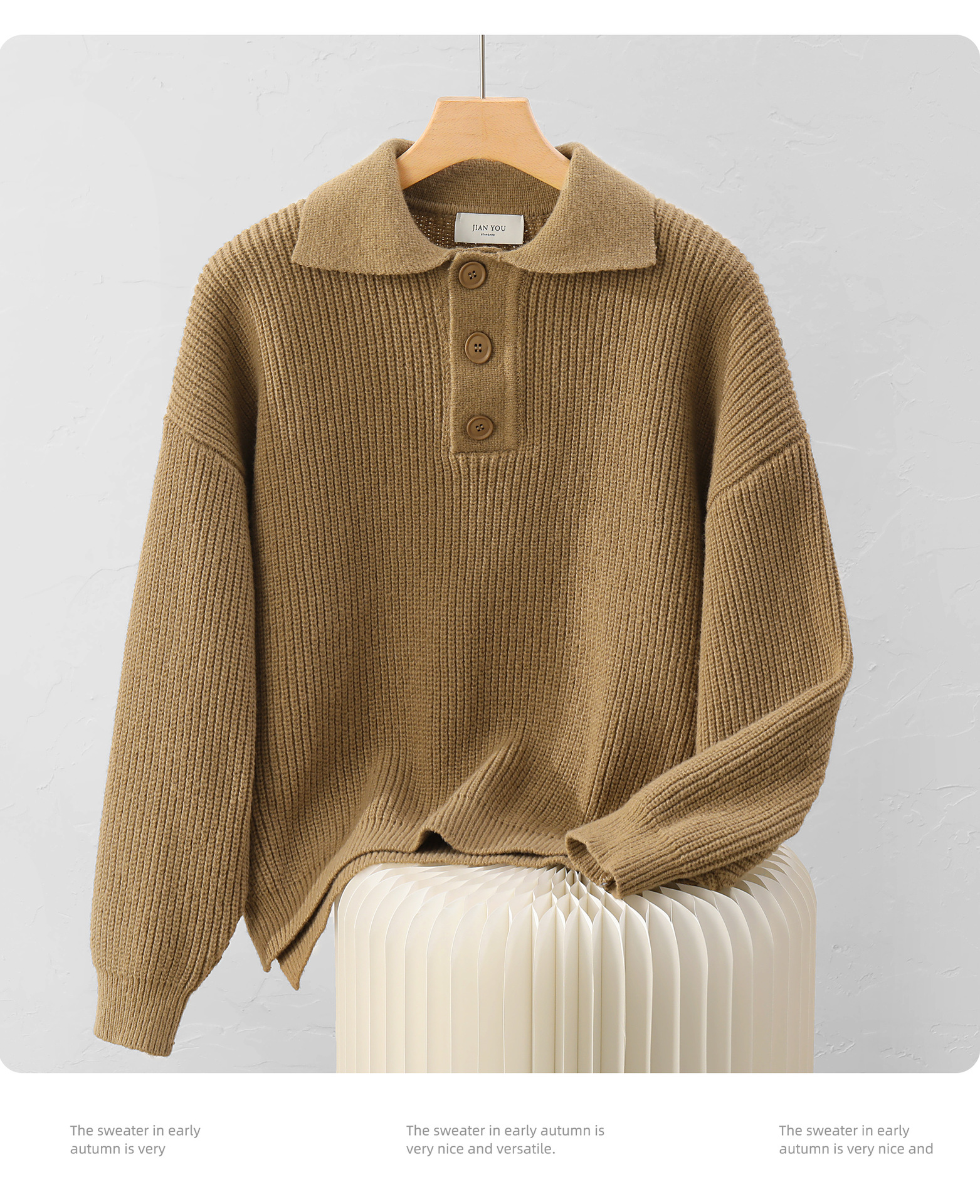Men's Plus Size Polo Knit Sweater Casual Long Sleeve Pullover_voghion.com