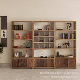 落地式实木博古架老榆木茶具藏品文物展示柜家用客厅书房收纳柜