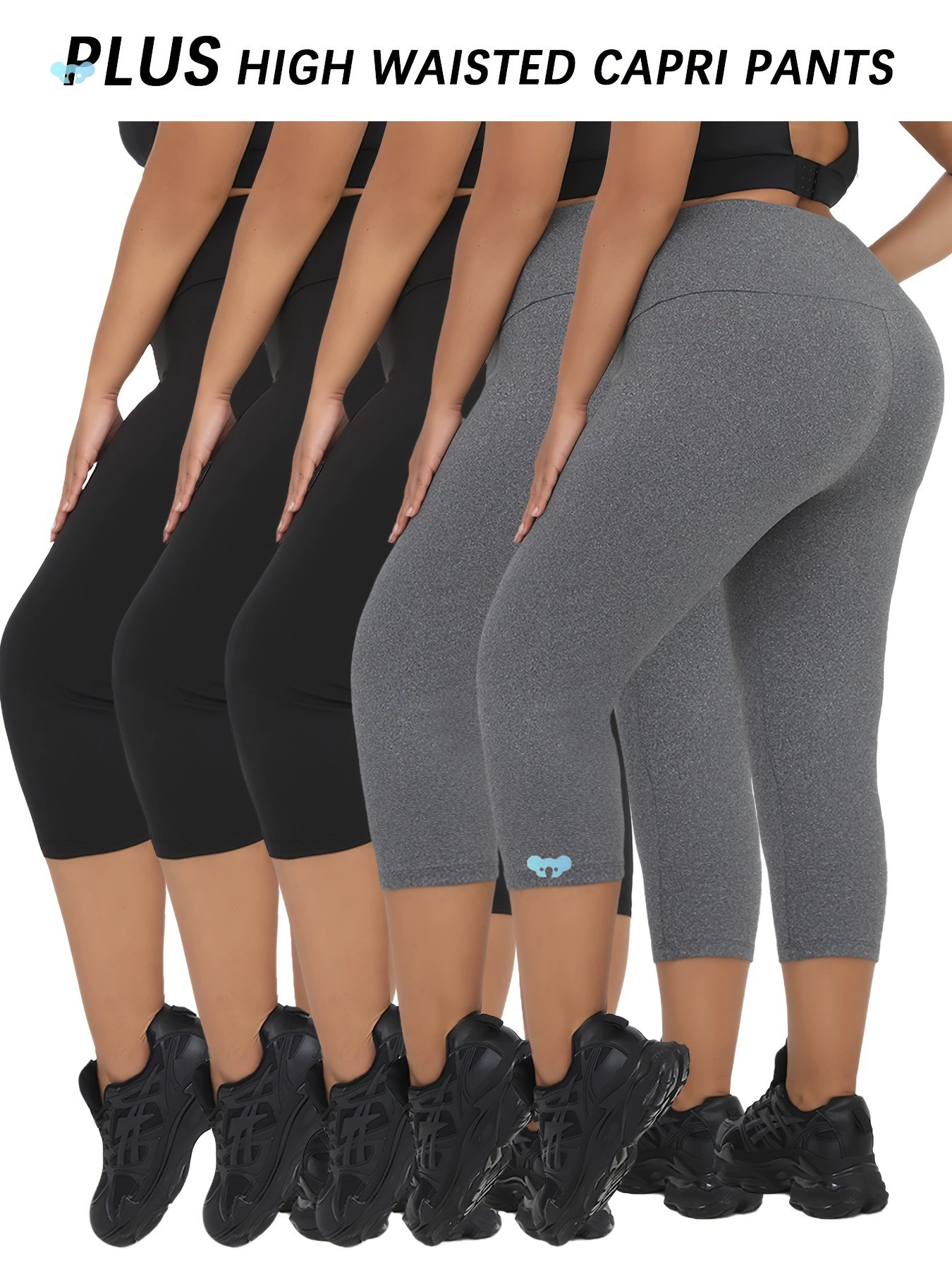 5 упаковок больших размеров капри с высокой талией для женщин Super