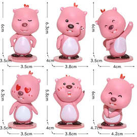 潮玩公仔loopy粉色小海狸露比盲盒周边手办桌面车载屏幕装饰摆件