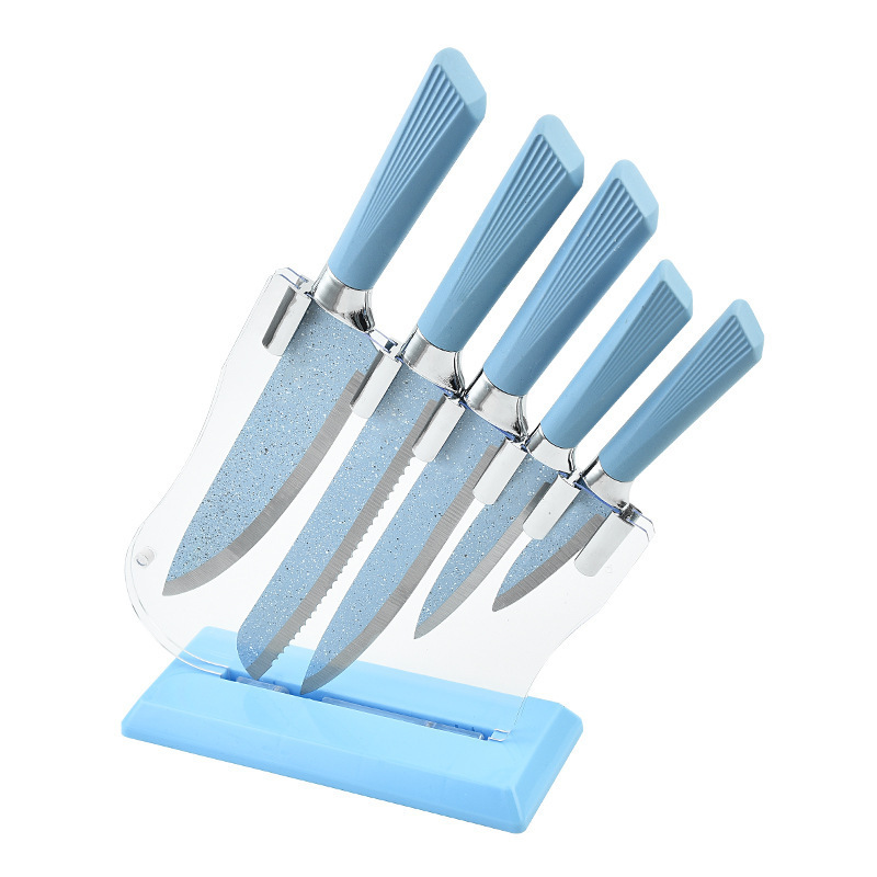 Comercio exterior en forma de abanico mango cuchillo titular cuchillo de acrílico de seis piezas cuchillo de chef cuchillo de pan cuchillo de fruta cuchillo de cocina traje