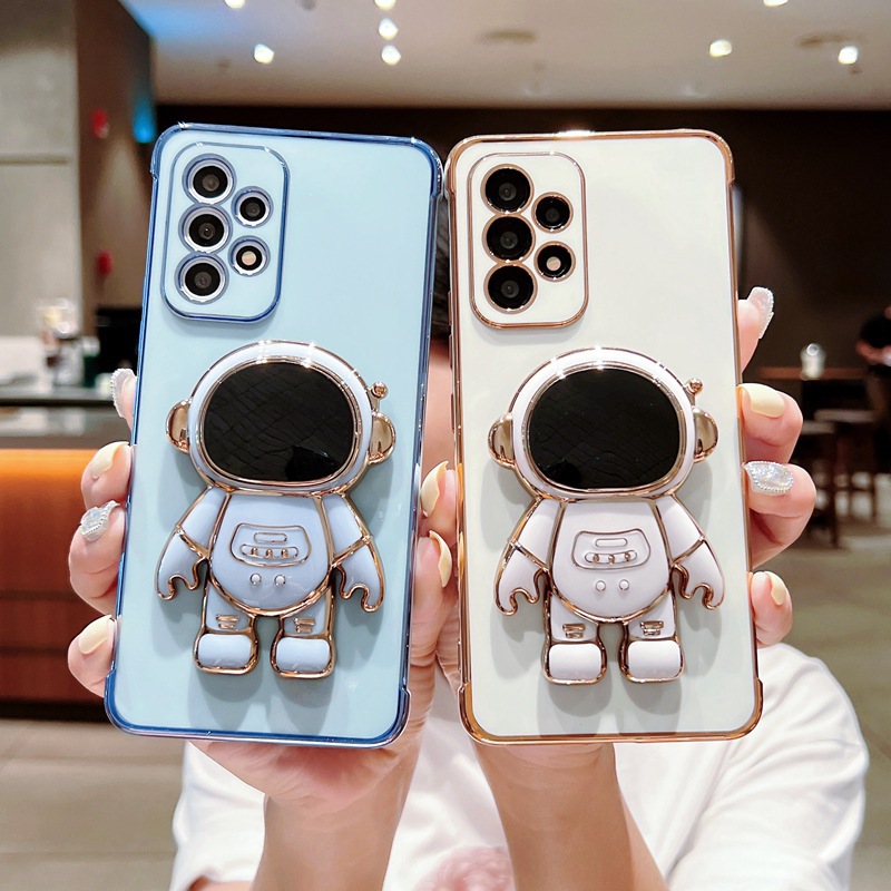 Electroplated Heart Phone Case For Samsung S26u With Astronaut Stand_voghion.com