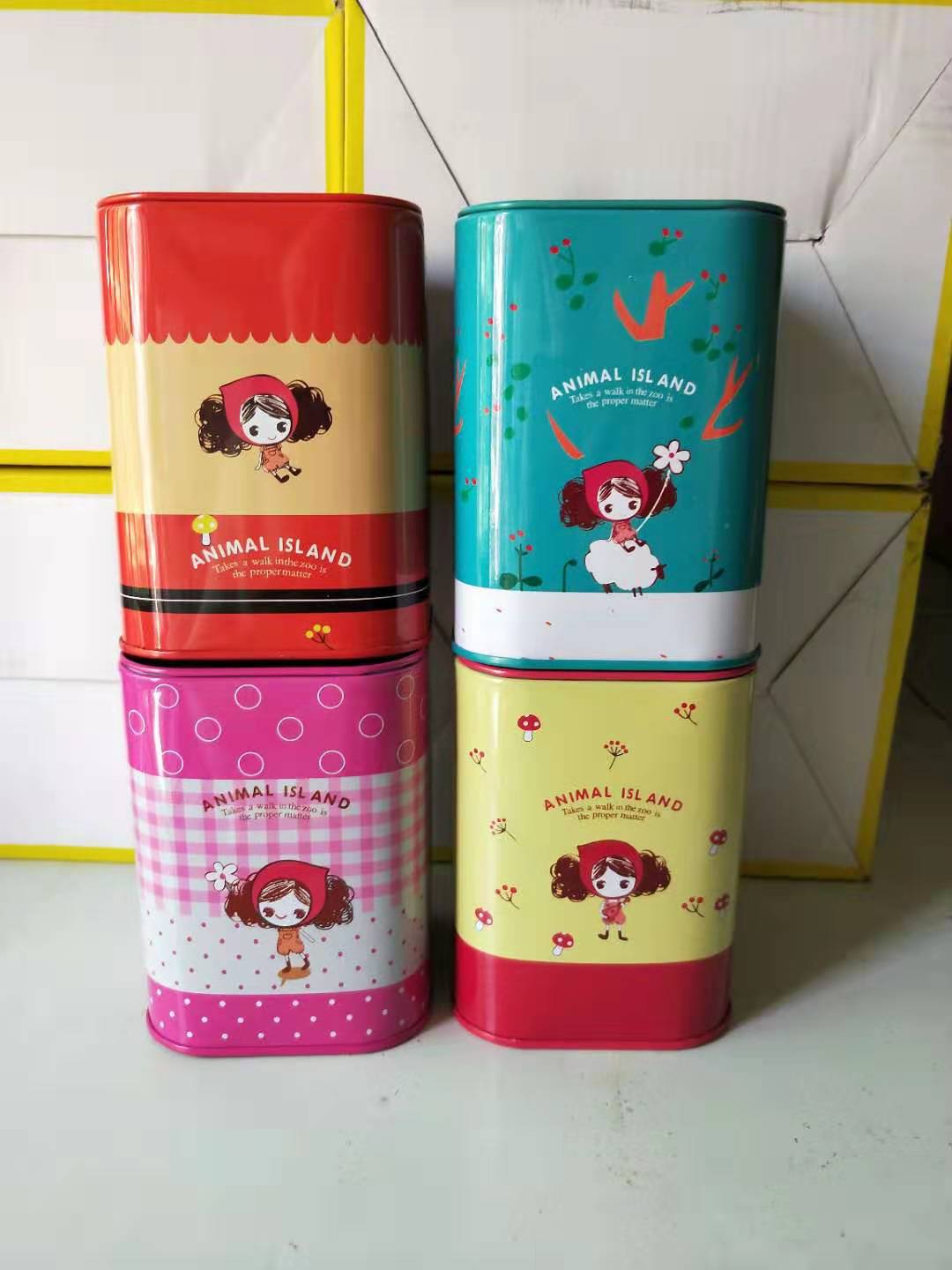 Alcancía metálica cuadrada de hojalata, estilo británico vintage