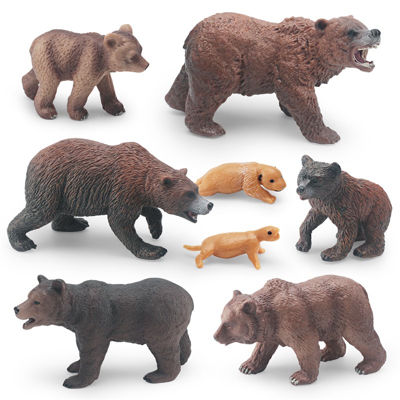 Simulación transfronteriza bosque animal oso pardo modelo de ciclo de crecimiento cognición infantil oso pardo proceso de transformación de crecimiento adornos