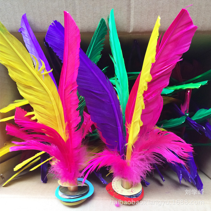 体育用品 毽子 大花毽踺子 毽球牛筋底 彩色毽球毽子批发