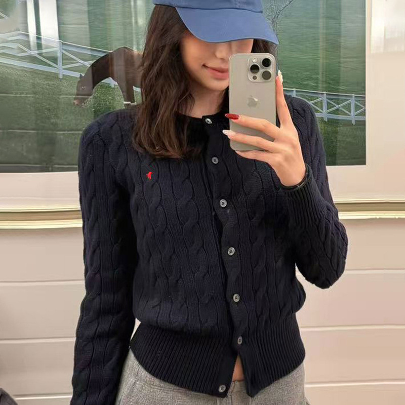 Little Pony Heavyweight Lf Knitted Cardigan 25Ss Autumn and Winter New Embroidered Cable Knit Long-Sleeve Loose Cross-Border Wool Sweater Little Pony Heavyweight Lf Knitted Cardigan 25Ss Autumn and Winter New Embroidered Cable Knit Long-Sleeve Loose Cross-Border Wool Sweater