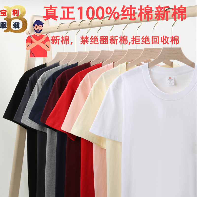 Heavy Weightweight Cotton Pure Cotton T-Shirt Customized Logo Team Building Clothes Printed with Text and Pictures Work Clothes Pure Cotton T-Shirt Cultural Shirt