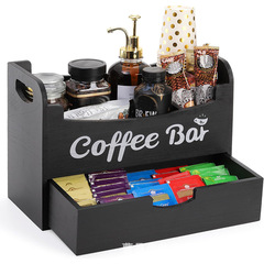 木製オフィスティールームコーヒーカプセルティーバッグ収納ボックスキッチン調味料収納ラックスナックディスプレイラック
